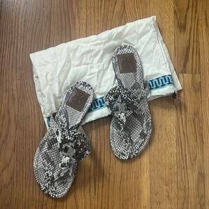 Tory Burch Miller Roccia Snake Embossed Leather Thongs